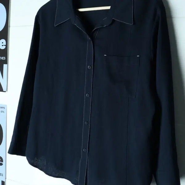 [BUNJANG] Kenneth Lady Stitch Plain Blouse / W(S-M) 케네스 레이디 셔츠 남방 블라우스 스티치 무지-H35755