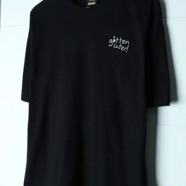 [BUNJANG] Compagno Lettering Embroidery Short Sleeve T-Shirt Black / (M-L) 꼼파뇨 반팔 티셔츠 레터링 자수 블랙 키치-H35758
