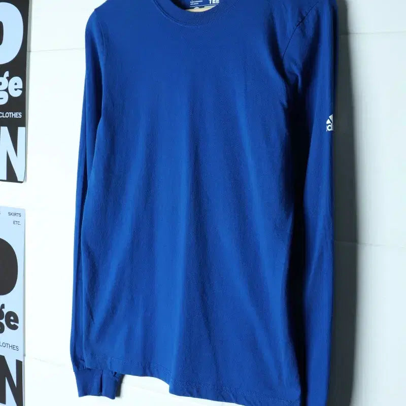 [BUNJANG] Adidas Small Logo Long Sleeve T-Shirt Blue / (S) 아디다스 긴팔티셔츠 스몰로고 블루 올드스쿨-H35760