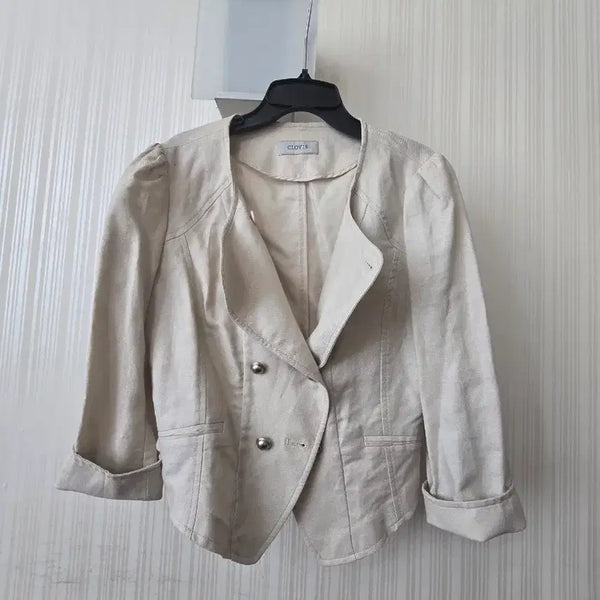 [BUNJANG] Clovice Cropped Jacket Beige / 클로비스 크롭 자켓 베이지