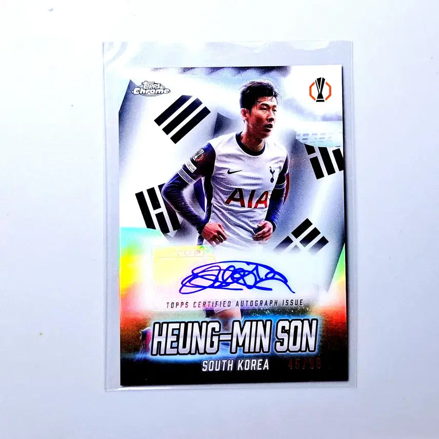 [BUNJANG] Son Heung-min Limited Edition 99 Taegeukgi Auto Autographed Card / 손흥민 99한정 태극기 오토 친필싸인카드 2024-25 탑스 크롬