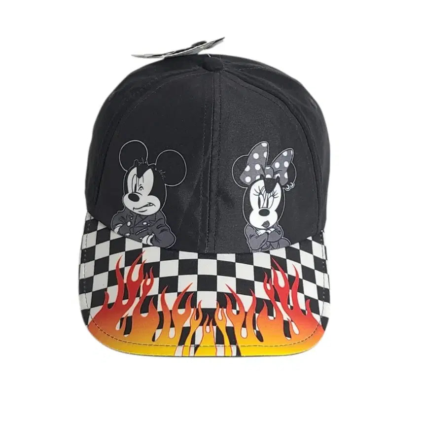 [BUNJANG] Vans x Disney Mickey & Minnie Checkerboard Flame Curved Cap / Vans)반스x  디즈니 미키 & 미니 체커보드 플레임 커브캡