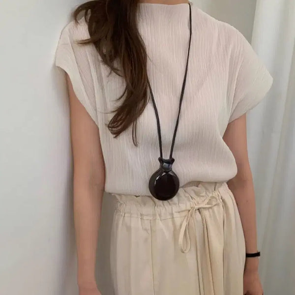 [BUNJANG] Bascket Pleated Short Sleeve Blouse / 바스켓 bascket 플리츠 반팔 블라우스