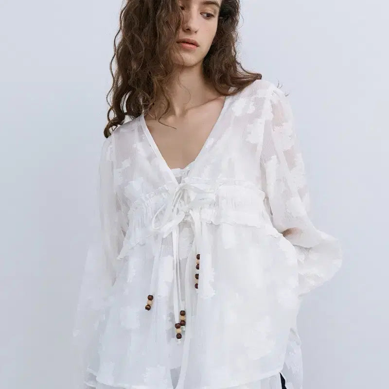 [BUNJANG] Epingle Leaf Cardigan White S / 에핑글러 리프 가디건 화이트 s