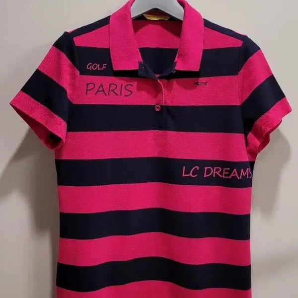 [BUNJANG] Louis Castel Women's Golf T-Shirt Striped Collar Button-Up / 루이까스텔 여성 골프 티셔츠