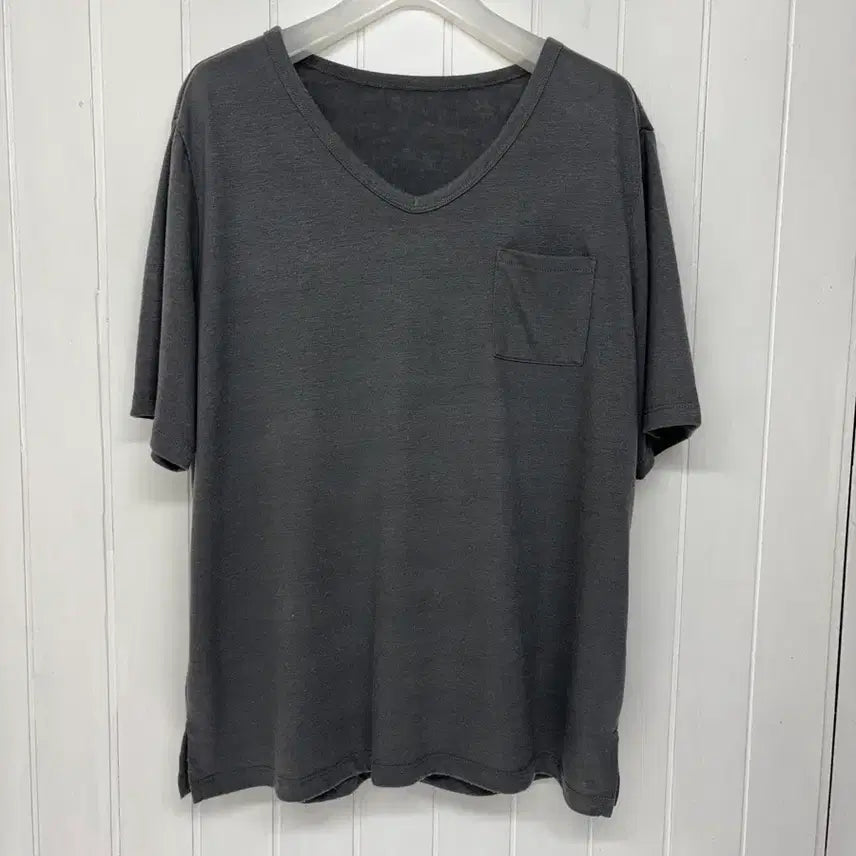 [BUNJANG] Mila Basic Linen Short Sleeve T-Shirt - Dark Grey (Women's 77) / 밀라 기본 린넨 반팔 여성77 ㅡ0723