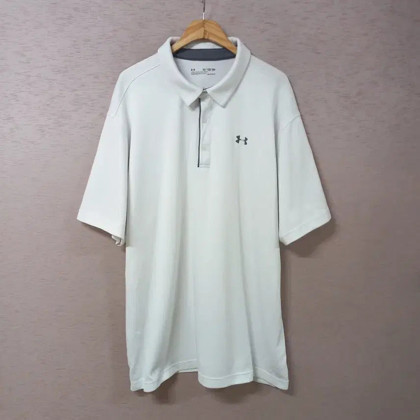 [BUNJANG] Under Armour White Loose Fit Collar T-Shirt Men's 3XL / B7-23/언더아머 화이트 루즈핏 카라티 남성3XL