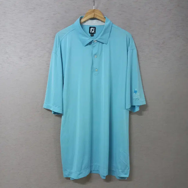 [BUNJANG] FootJoy Blue Polka Dot Relaxed Fit Polo Shirt Men's 2XL / B7-23/풋조이 블루 도트무늬 루즈핏 카라티 남성2XL