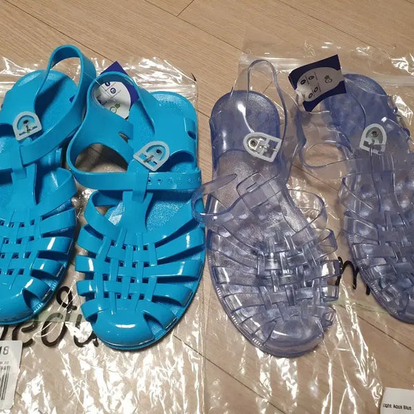 [BUNJANG] MEZDUZ Jelly Sandals (Sky Blue 230mm, Transparent 240mm) / (새상품) 메듀즈 젤리샌들 블루230mm/투명 240mm