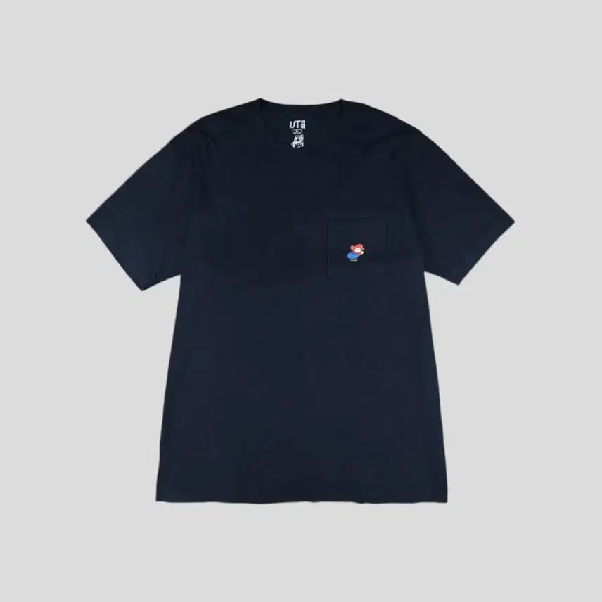 [BUNJANG] Uniqlo x Nintendo Super Mario Pigment Cotton Short Sleeve T-Shirt Navy XL / 유니클로 X 닌텐도 JP 피그먼트 네이비 슈퍼마리오 로고 체스트포켓 코튼 반팔 티셔츠 XL