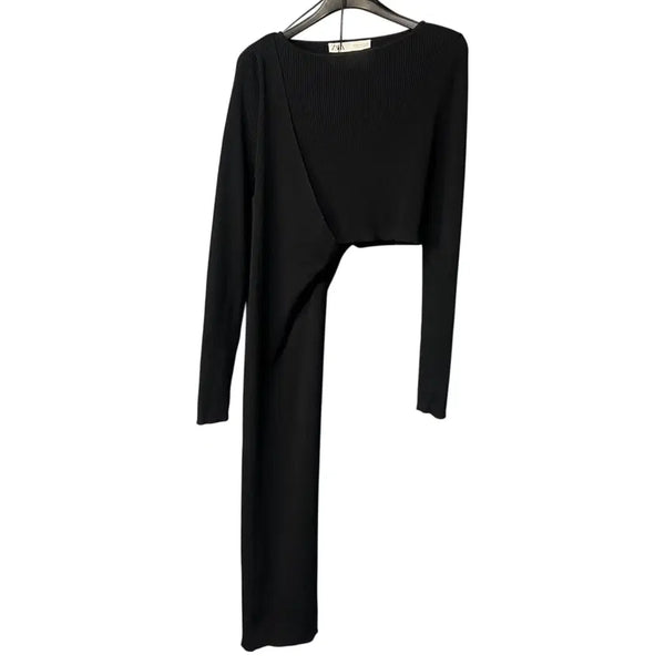 [BUNJANG] Zara Asymmetrical Cut-Out Black Dress / M 자라 블랙 비대칭 컷아웃 원피스