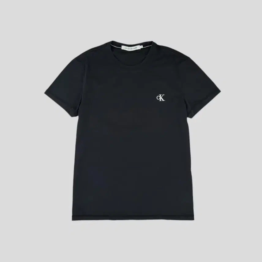 [BUNJANG] Calvin Klein Jeans Pigment Black White Logo Slim Fit Stretch Cotton T-Shirt / 캘빈클라인 진스 피그먼트 블랙 화이트 로고 슬림핏 스트레치 코튼 반팔 티셔츠 S