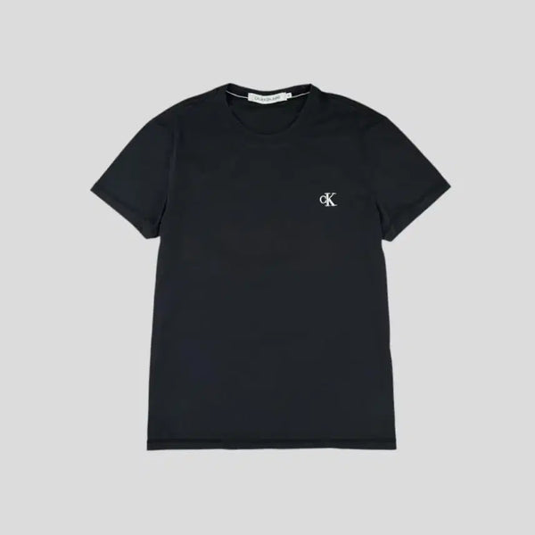[BUNJANG] Calvin Klein Jeans Pigment Black White Logo Slim Fit Stretch Cotton T-Shirt / 캘빈클라인 진스 피그먼트 블랙 화이트 로고 슬림핏 스트레치 코튼 반팔 티셔츠 S
