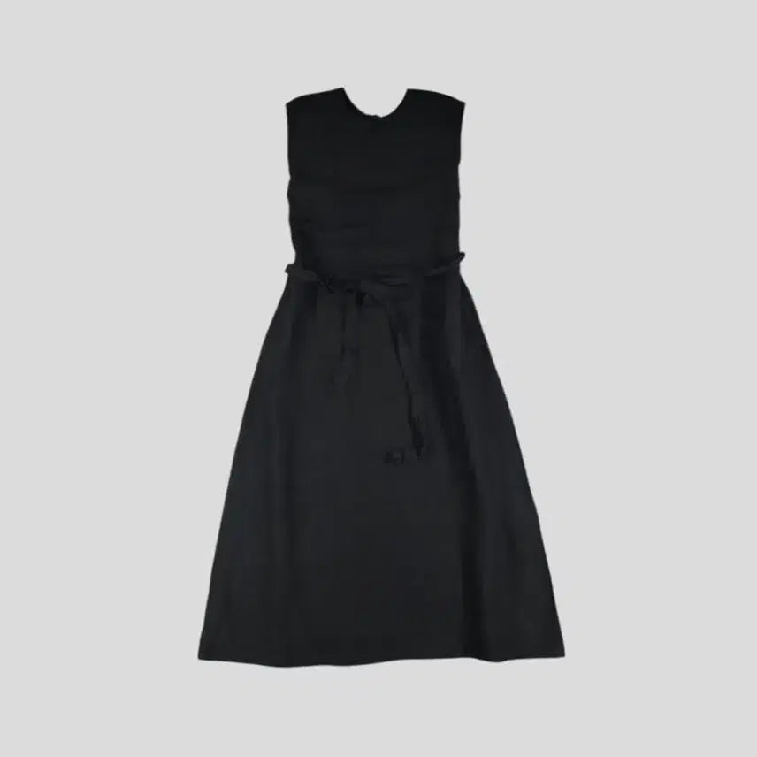[BUNJANG] SHIPS JP Black Linen Blend Belted Strap Sleeveless Flare A-Line Long Dress WOMAN L / SHIPS any 쉽스 에니 JP 블랙 린넨 블렌드 벨티드 스트랩 플레어 A라인 슬리브리스 롱 원피스 WOMANS L