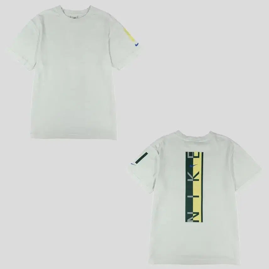 [BUNJANG] Nike 90s White Green Yellow Swoosh Spellout Big Logo T-Shirt / 나이키 90s 화이트 그린 옐로우 스우시 스펠아웃 빅로고 올드스쿨 반팔 티셔츠 M
