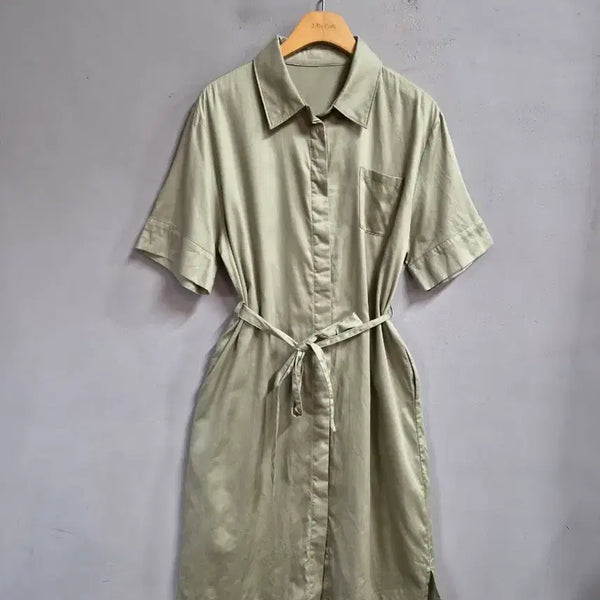 [BUNJANG] Khaki Shirt Dress M / 새상품) 카키색 셔츠 원피스 M