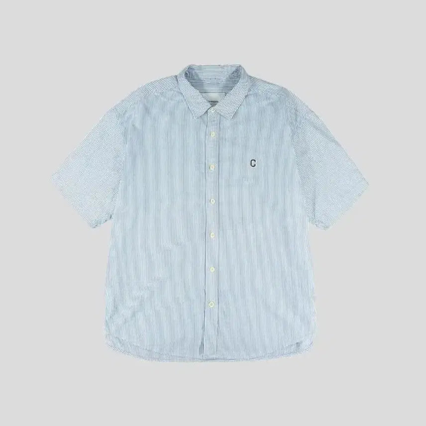 [BUNJANG] Covernat Sky Blue White C Logo Oxford Oversized Half Sleeve Shirt 2XL / 커버낫 스카이블루 화이트 C로고 옥스포드 오버핏 반팔셔츠 하프셔츠 2XL