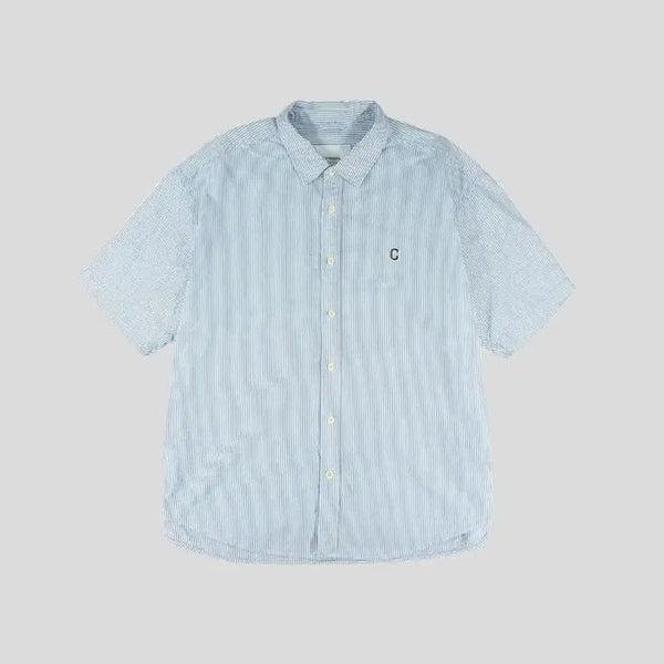[BUNJANG] Covernat Sky Blue White C Logo Oxford Oversized Half Sleeve Shirt 2XL / 커버낫 스카이블루 화이트 C로고 옥스포드 오버핏 반팔셔츠 하프셔츠 2XL