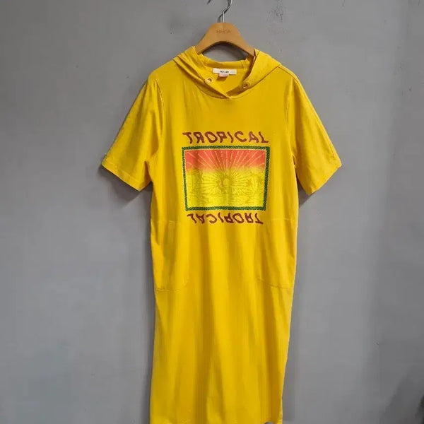 [BUNJANG] Juicy Judy Tropical Hooded Dress Yellow / 쥬시쥬디 후드 원피스 옐로우 트로피컬 프린팅 XS (66 가능)