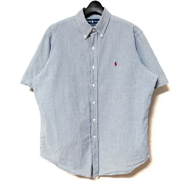[BUNJANG] Polo Ralph Lauren Seersucker Short Sleeve Shirt / [L,100]폴로 시어서커 반팔 셔츠 남방 오버핏
