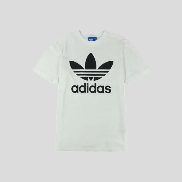[BUNJANG] Adidas Trefoil Big Logo Cotton T-Shirt / 아디다스 화이트 블랙 트레포일 빅로고 코튼 반팔 티셔츠 M