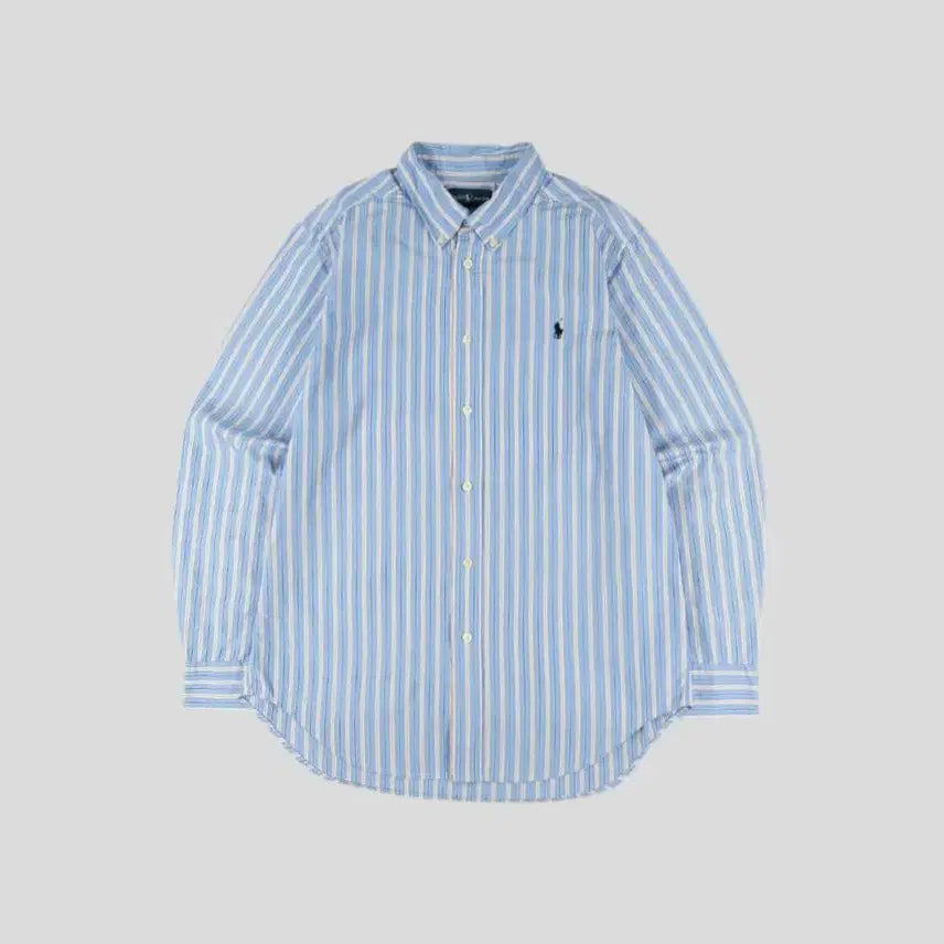 [BUNJANG] Polo Ralph Lauren Sky Blue Multicolor Stripe Navy Pony Button-Down Cotton Shirt S / 폴로랄프로렌 스카이블루 멀티컬러 스트라이프 네이비포니 버튼다운 코튼 남방 셔츠 S