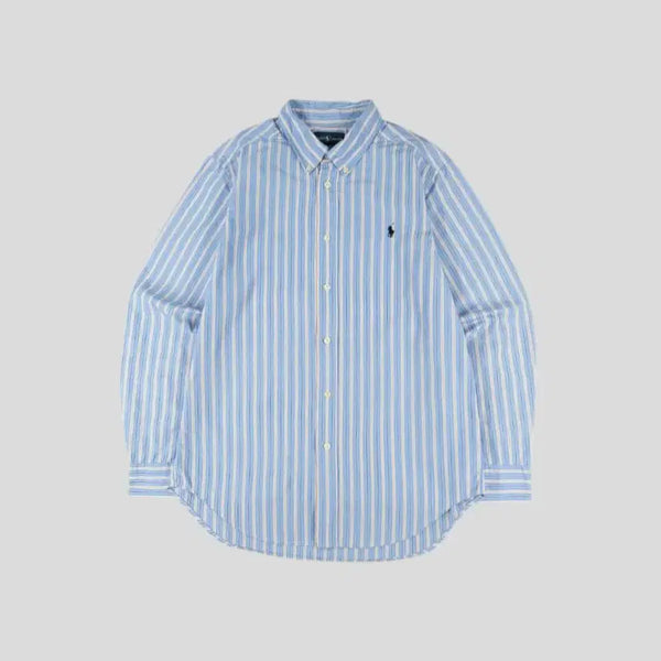 [BUNJANG] Polo Ralph Lauren Sky Blue Multicolor Stripe Navy Pony Button-Down Cotton Shirt S / 폴로랄프로렌 스카이블루 멀티컬러 스트라이프 네이비포니 버튼다운 코튼 남방 셔츠 S