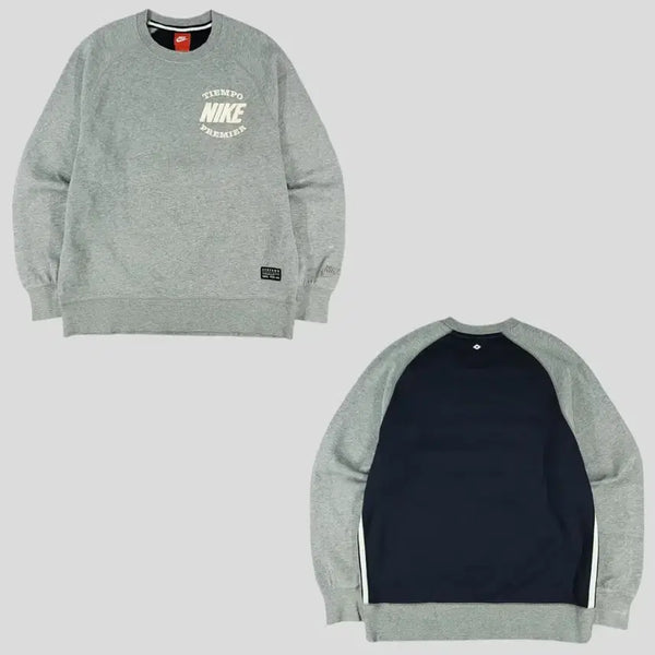 [BUNJANG] Nike Futura Logo Raglan Sweatshirt / 나이키 그레이 네이비 화이트 배색 라운드 퓨추라 로고 레글런 맨투맨 티셔츠 L