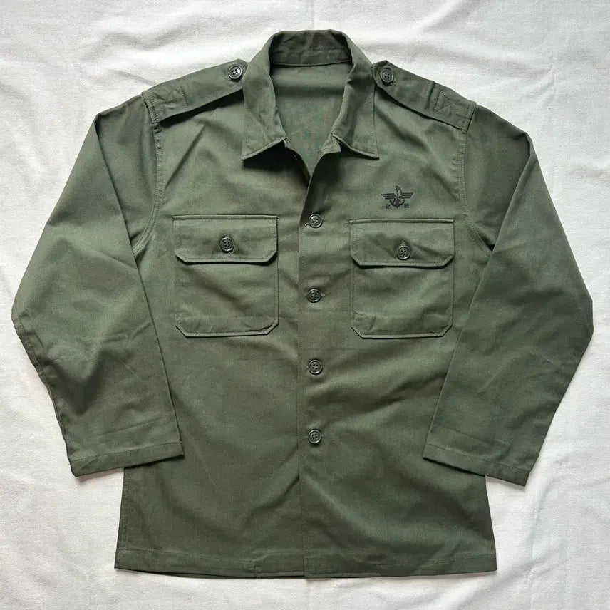 [BUNJANG] 1979 Republic of Korea Army HBT Military Shirt (Size 95) / 79년 생산 대한민국 육군 헤링본 밀리터리 셔츠 95