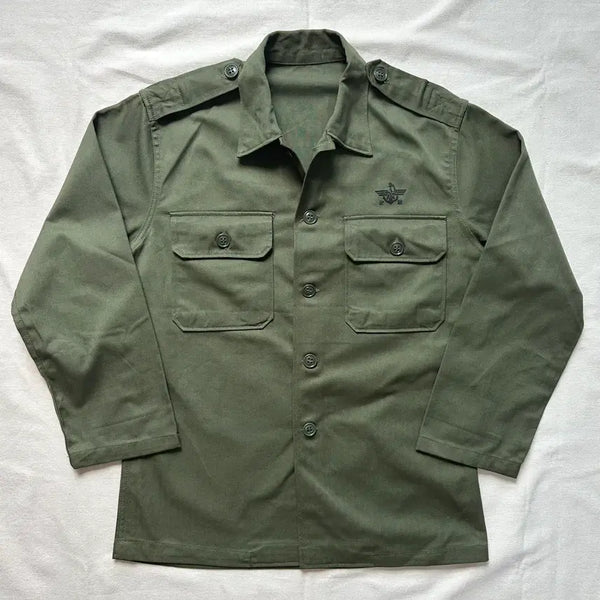 [BUNJANG] 1979 Republic of Korea Army HBT Military Shirt (Size 95) / 79년 생산 대한민국 육군 헤링본 밀리터리 셔츠 95