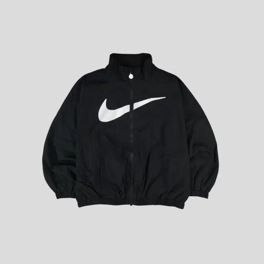 [BUNJANG] Nike Kids Swoosh Big Logo Nylon Windbreaker Jacket (Size L, 6-7Y) / 나이키 키즈 아동 블랙 화이트 스우시 빅 로고 가오리핏 나일론 바람막이 KIDS 6-7Y