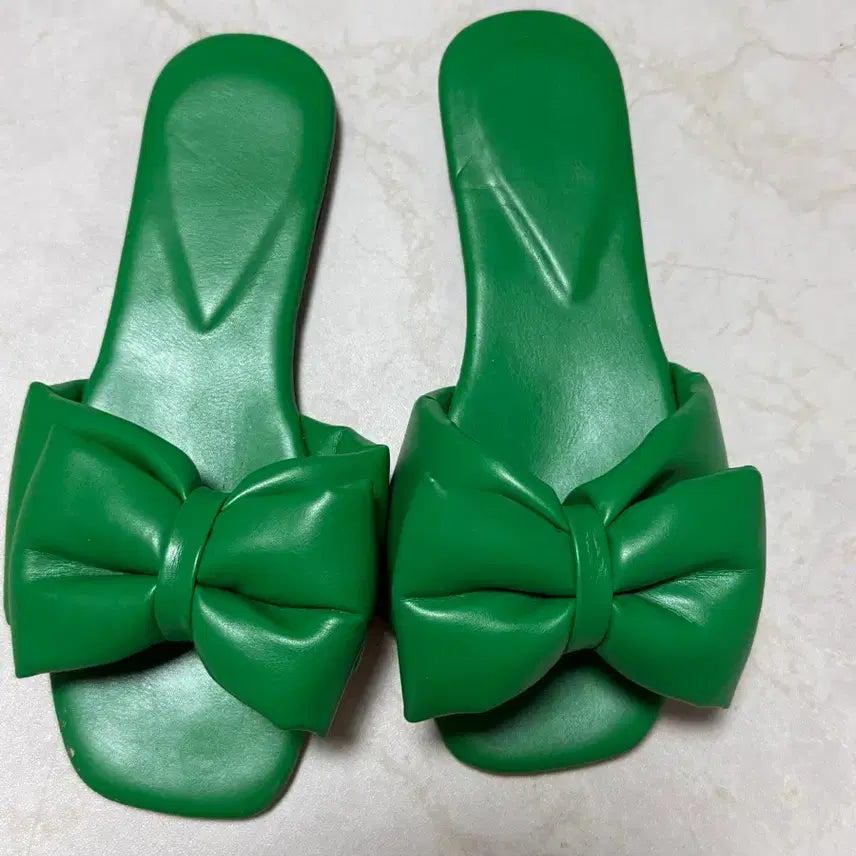 [BUNJANG] Green Ribbon Water Sandals - Size 220 / 리본 물 샌들 220