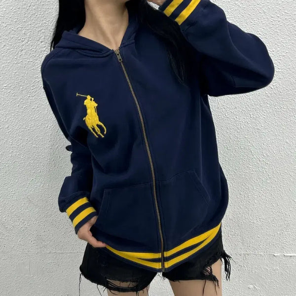 [BUNJANG] Polo Ralph Lauren Lemon Big Pony Colorblock Navy Hooded Zip-Up XL / 폴로 랄프로렌 레몬 빅포니 배색 네이비 후드집업 XL