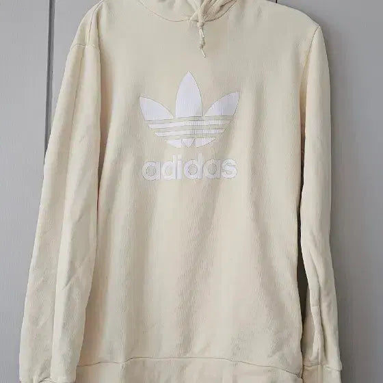 [BUNJANG] Adidas Trefoil Logo Lightly Brushed Fleece Hoodie - Ivory / 아디다스 트레포일 로고 약기모 후드 아이보리