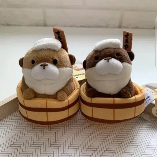 [BUNJANG] Woosoo Woosoo Hot Spring Authentic Baby Otter Plush Keychain / 우소우소 온천 정품 인형 키링 아기 수달 열쇠 고리