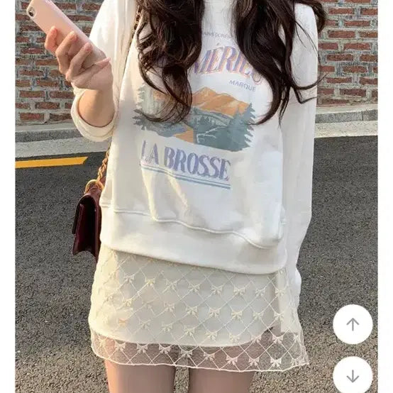 [BUNJANG] Young & Rich Graphic Sweatshirt and Lace Mini Skirt Set / 영앤리치 맨투맨 치마 세트