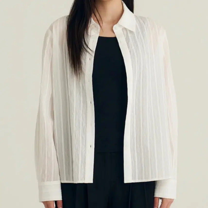 [BUNJANG] Violset Sheer Shirt Blouse - White / 비올셋 Sheer Shirt Blouse_White 비올셋 쉬어 셔츠 블라우스