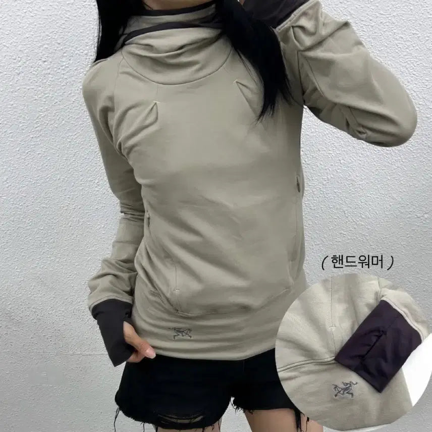 [BUNJANG] Arc'teryx Hooded Hand Warmer Gray with Purple Accents / 아크테릭스 핸드워머 퍼플배색 그레이 후드