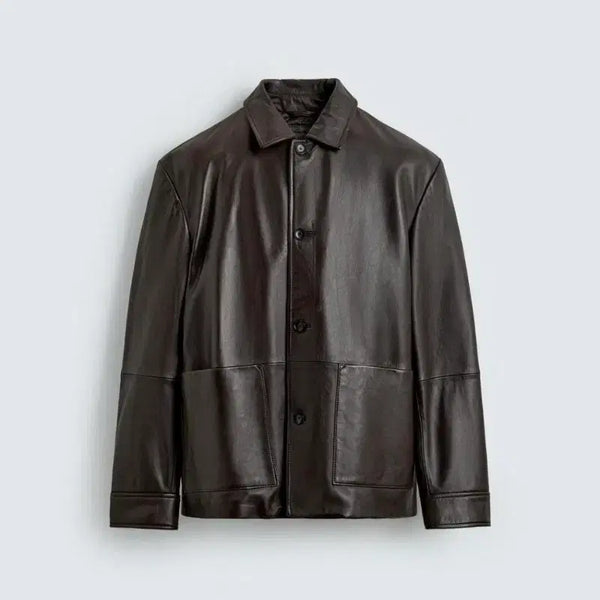 [BUNJANG] Zara Napa Lambskin Leather Car Coat S / 자라 나파 램스킨 레더 카코트 S