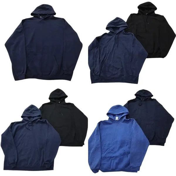 [BUNJANG] Vintage Plain Hoodies Bundle Set (Navy, Black, Blue) / 90s 무지 후드티 (네이비, 블랙, 블루) 7장 일괄 판매