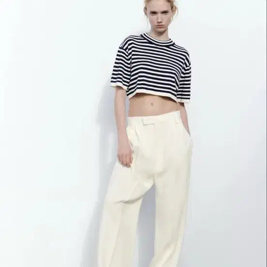 [BUNJANG] ZARA Striped Knit Crop Top / 자라 니트 크롭 탑