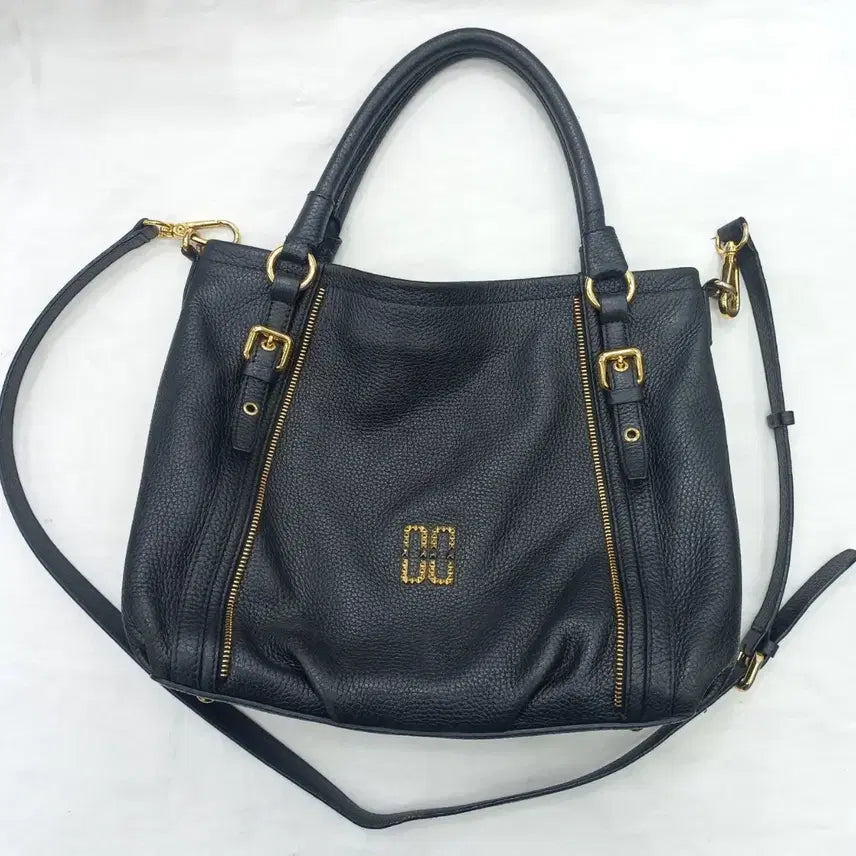 [BUNJANG] Daks Black Leather Bag with Gold Hardware / 닥스 블랙 금장 가죽 백