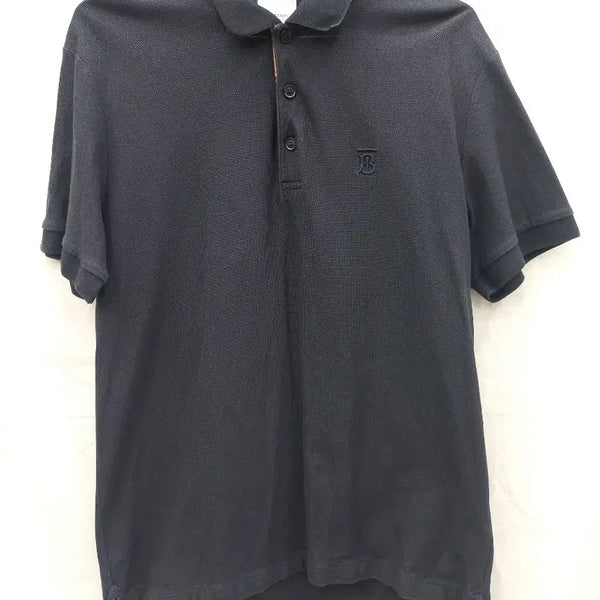[BUNJANG] Burberry Navy Check Collar Cotton Short Sleeve T-Shirt - Men's 95 / 버버리 정품 네이비 카라 면 반팔 - 남95