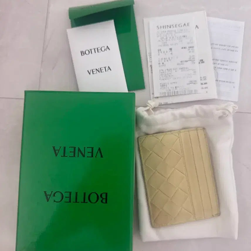 [BUNJANG] Bottega Veneta Intrecciato Card Wallet Yellow / 정품 보테가베네타 카드 지갑 옐로우 아이스크림