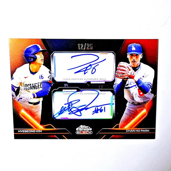 [BUNJANG] Park Chan-ho & Kim Hye-seong 2025 Limited Edition Dual Autograph Orange Refractor Autographed Card 2026 Topps Chrome Black LA Dodgers / 박찬호 김혜성 25한정 듀얼오토 오렌지 리플 친필싸인카드 2026 탑스크롬블랙 LA다저스