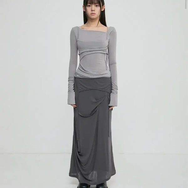 [BUNJANG] PLAY UP Long Sleeve T-Shirt Grey / 플레이업 롱슬리브