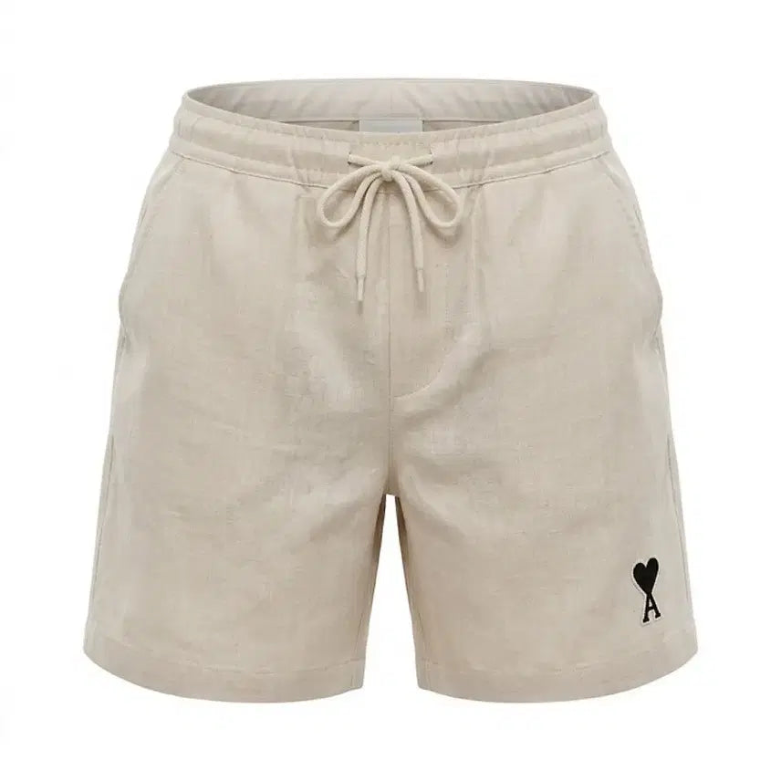 [BUNJANG] AMI Heart Logo Shorts Beige / 아미 하트 로고 반바지 베이지