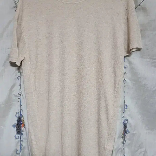 [BUNJANG] Time Postmodern Beige Short-Sleeve Knit Top / 타임 포스트모던 베이지 반팔 니트