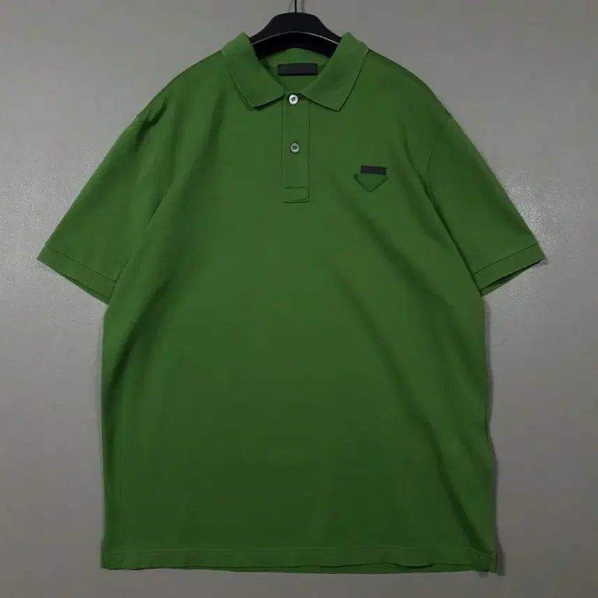 [BUNJANG] Prada Green Triangle Logo Short Sleeve Polo Shirt (L) / L) 정품 프라다 삼각 로고 반팔 카라티 피케 폴로 셔츠 그린