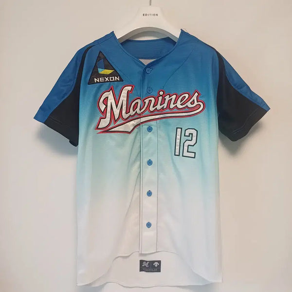 [BUNJANG] Descente Chiba Lotte Marines #12 Ishikawa Baseball Jersey / [데상트] 지바 롯데 마린스 넥슨 패치 자수 유니폼 (#12 이시카와)